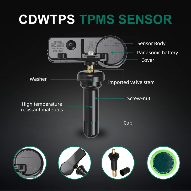 CDWTPS TPMS Sensor,315MHZ Tire Pressure Monitor System for 2006-2010 Chrysler| Dodge| Jeep 4-Pack Replaces# 56029481AB 56029359AB,68078768AA - Image 4